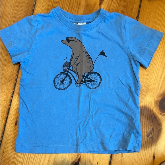 Hanna Andersson Blue Tee with Bear on Bike - Picture 1 of 3